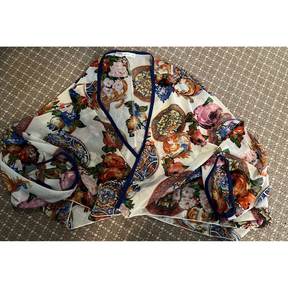On Twelfth Floral Shawl Scarf Cape Slip On Jacket Multicolor One Size